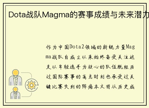 Dota战队Magma的赛事成绩与未来潜力